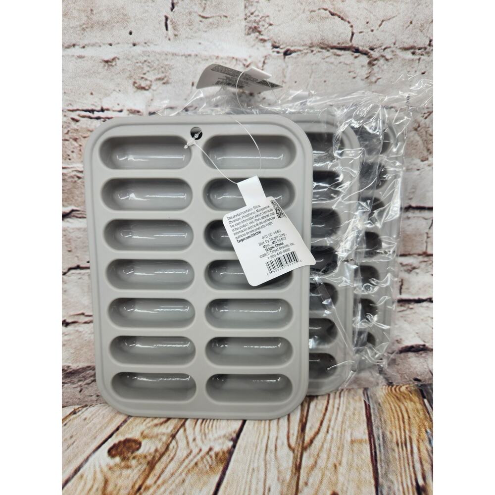 Set Of 3 Room Essentials Silicone Ice Cube Tray Gray Dishwasher Safe NEW